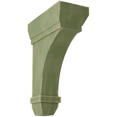 Ekena Millwork 2 1/4"W x 5"D x 7"H Stockport Wood Vintage Decor Bracket, Restoration Green BKTWD02X05X07STGR